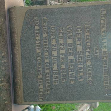 MERWE Gert Schalk, van der 1886-1956