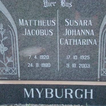 MYBURGH Mattheus Jacobus 1920-1980 &amp; Susara Johanna Catharina 1925-2003