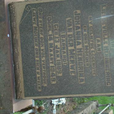 MERWE Johanna Hendrina, van der nee BARNARD 1889-1949