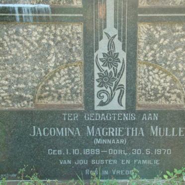 MULLER Jacomina Magrietha nee MINNAAR 1889-1970