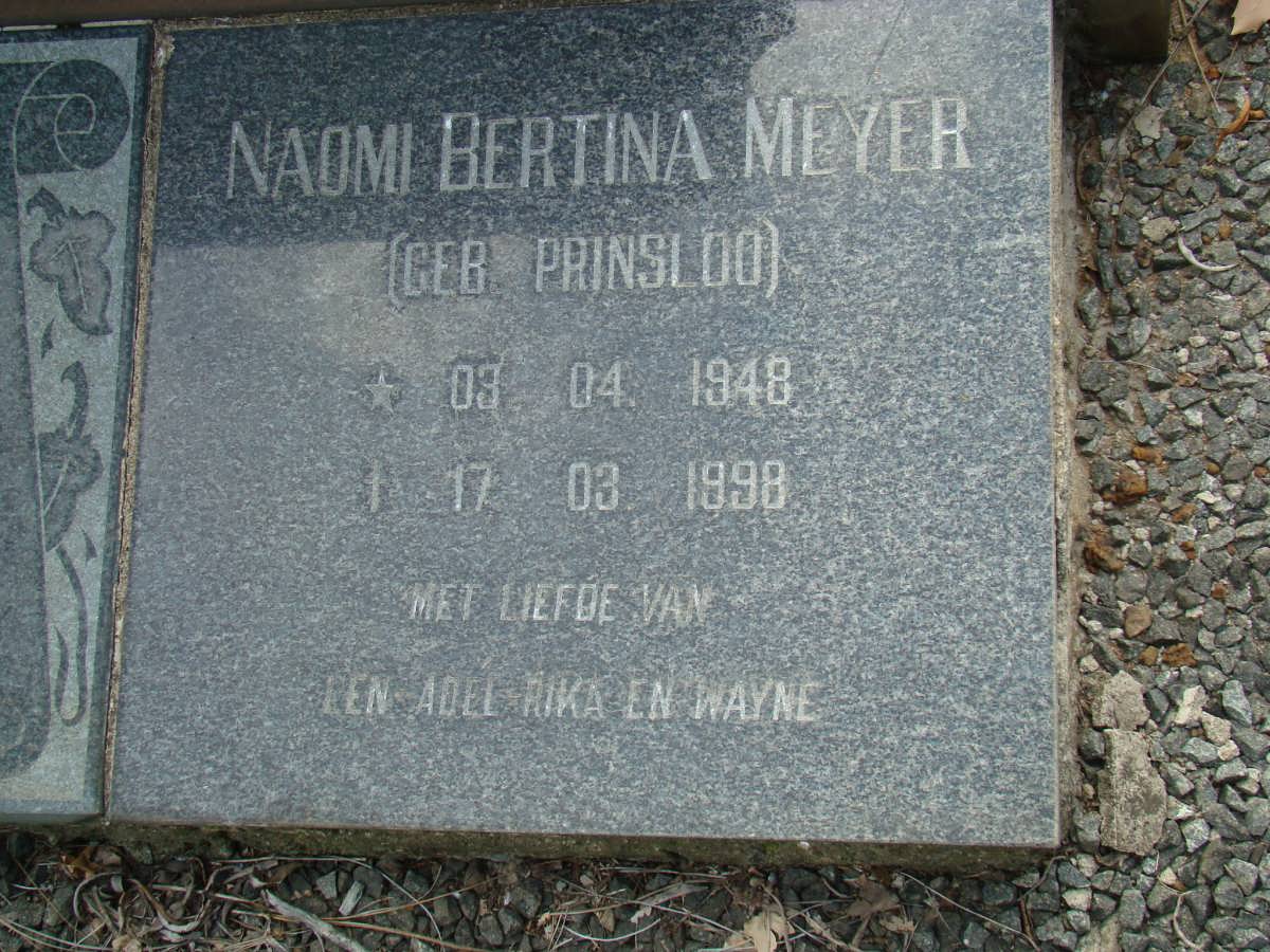 MEYER Naomi Bertina nee PRINSLOO 1948-1998