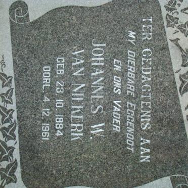 NIEKERK Johannes W, van 1884-1961