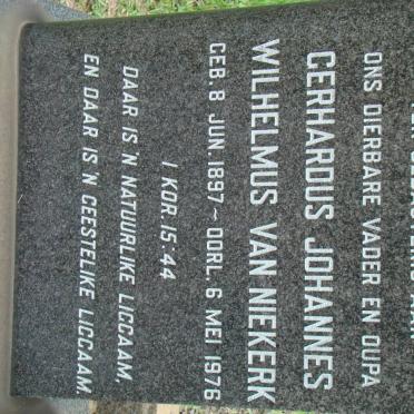 NIEKERK Gerhardus Johannes Wilhelmus, van 1897-1976