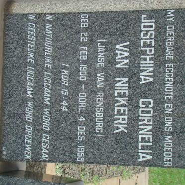 NIEKERK Josephina Cornelia, van nee JANSE VAN RENSBURG 1900-1959