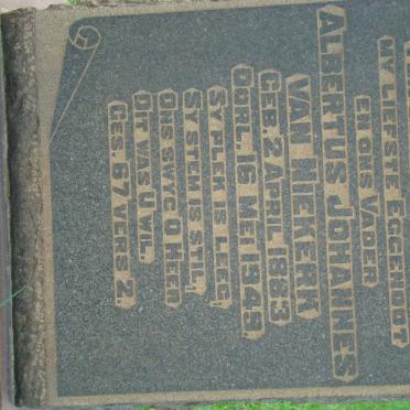 NIEKERK Albertus Johannes, van 1883-1943