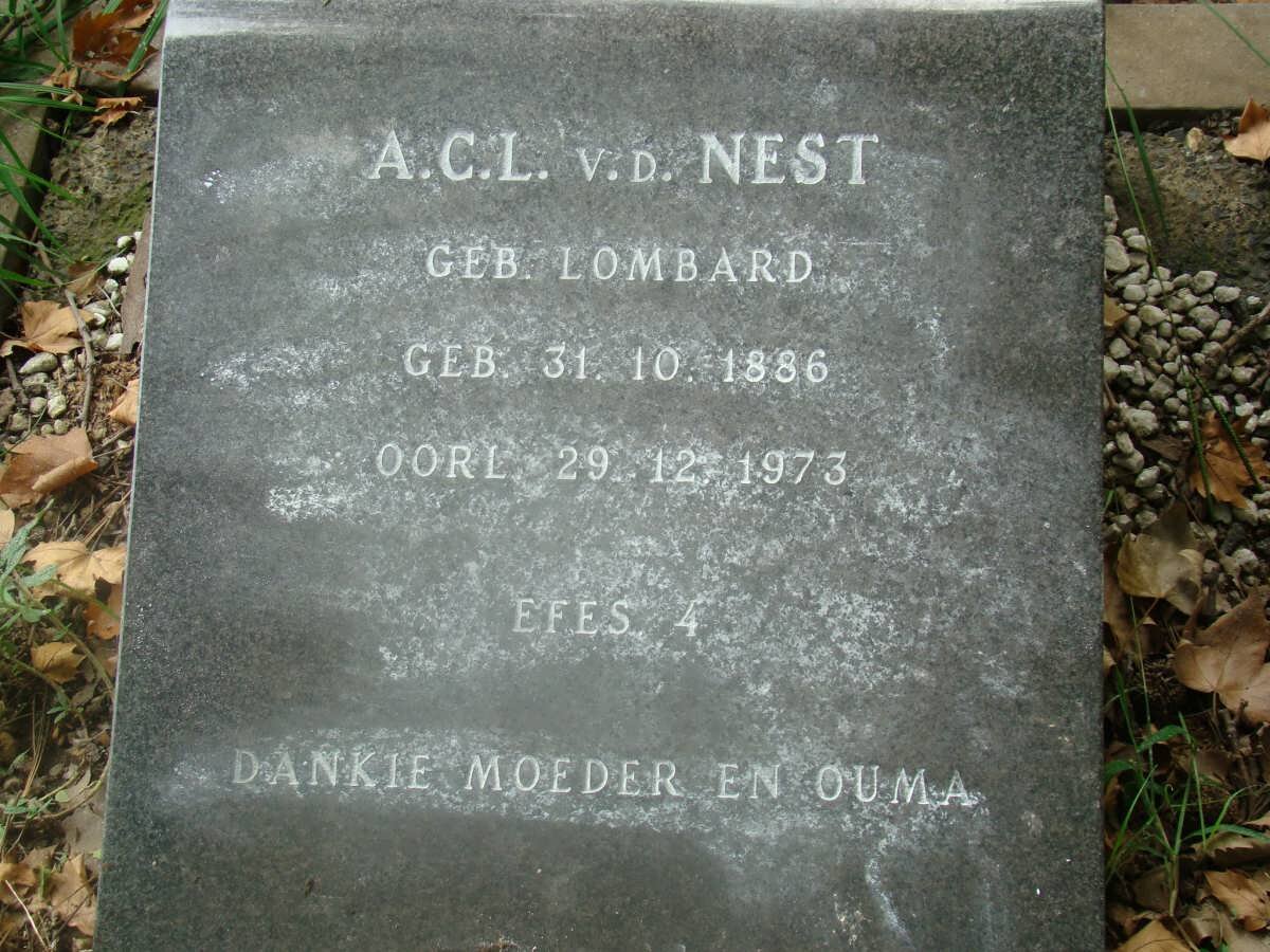 NEST A.C.L., van der nee LOMBARD 1886-1973