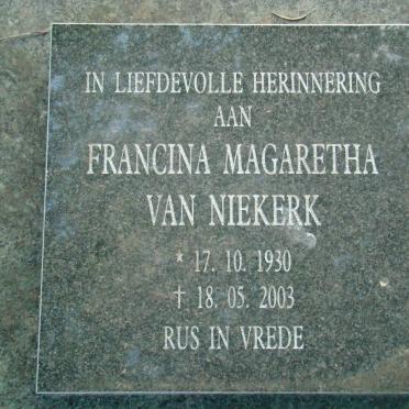 NIEKERK Francina Magaretha, van 1930-2003