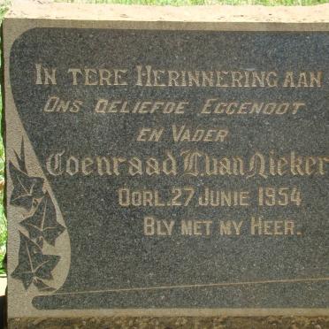 NIEKERK Coenraad ?., van -1954