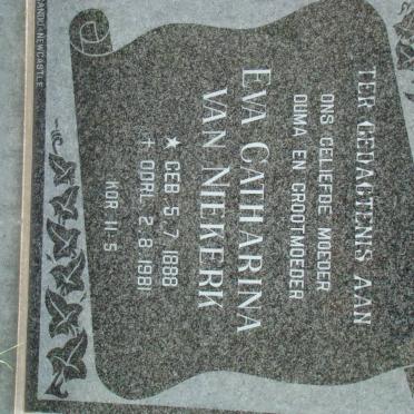 NIEKERK Eva Catharina, van 1888-1981