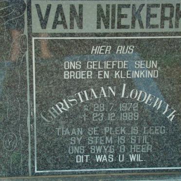 NIEKERK Christiaan Lodewyk, van 1972-1989