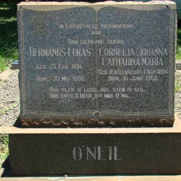 O'NEIL Hermanus Lukas 1894-1958 &amp; Cornelia Johanna Catharina Maria ENGELBRECHT 1894-1958