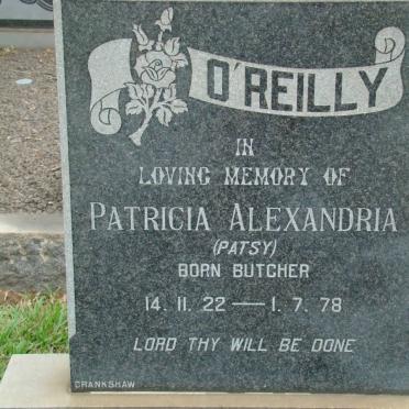 O`REILLY Patricia Alexandria nee BUTCHER 1922-1978