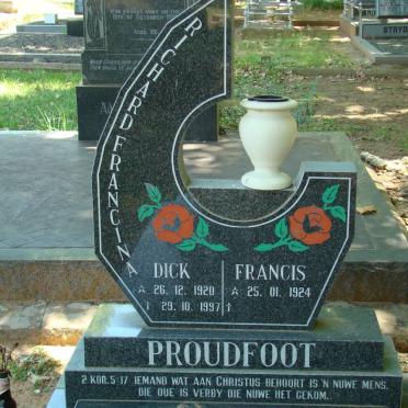 PROUDFOOT Richard 1920-1997 &amp; Francina 