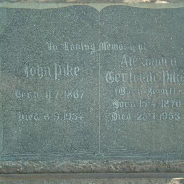 PIKE John 1867-1954 &amp; Alexandra Gertrude 1870-1953