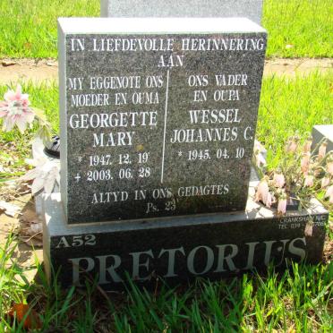 PRETORIUS Wessel Johannes C. 1945- &amp; Georgette Mary 1947-2003
