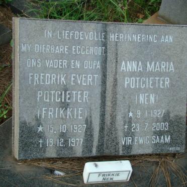 POTGIETER Fredrik Evert 1927-1977 &amp; Anna Maria 1927-2003