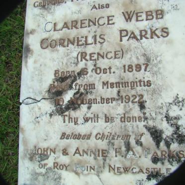 PARKS Clarence Webb Cornelis 1897-1922