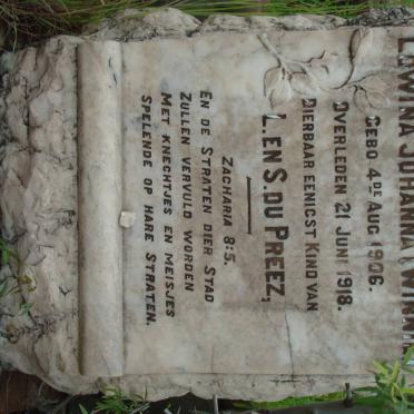 PREEZ Lowina Johanna, du 1906-1918