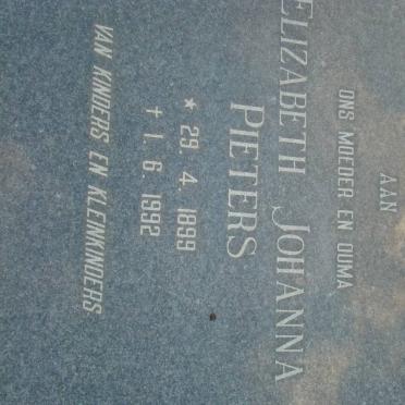 PIETERS Elizabeth Johanna 1899-1992