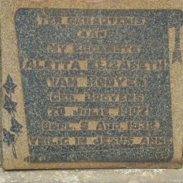 ROOYEN Aletta Elizabeth, van nee BOOYENS 1902-1938
