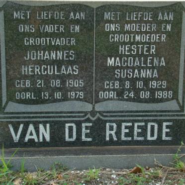 REEDE Johannes Herculaas, van de 1905-1979 &amp; Hester Magdalena Susanna 1929-1988
