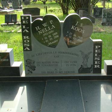 ROSA H.W.P., de la nee PELSER 1909-2006 :: PELSER J.S. 1939-2000