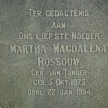 ROSSOUW Martha Magdalena nee VAN TONDER 1875-1954