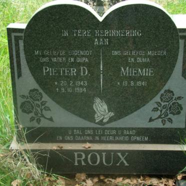 ROUX Pieter D. 1943-1984 &amp; Miemie 1941-
