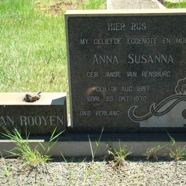 ROOYEN Anna Susanna nee JANSE VAN RENSBURG 1897-1970