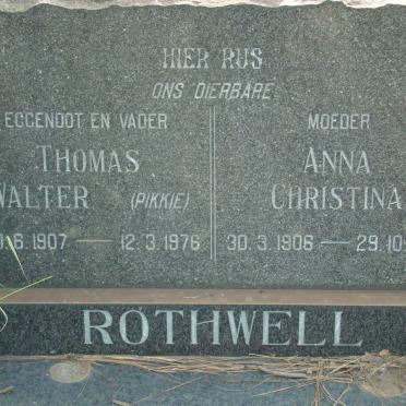 ROTHWELL Thomas Walter 1907-1976 &amp; Anna Christina 1906-1983