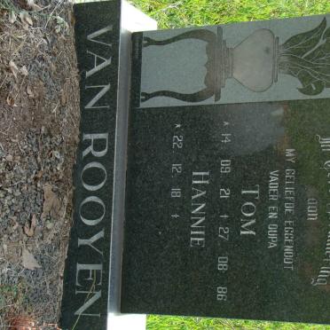 ROOYEN Tom, van 1921-1986 &amp; Hannie 1918-