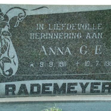 RADEMEYER Anna C.E. 1911-1985