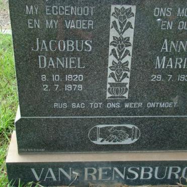 RENSBURG Jacobus Daniel, van 1920-1979 &amp; Anna Maria 1938-