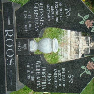ROOS Johannes Christiaan 1909-1988 &amp; Anna Dorethea Wilhelmina 1916-1991