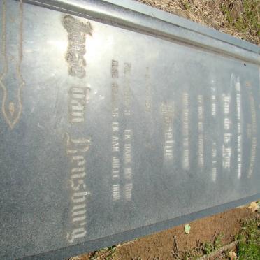 RENSBURG Jan de la Rey, Janse van 1905-19?6 &amp; Marietje 1923-