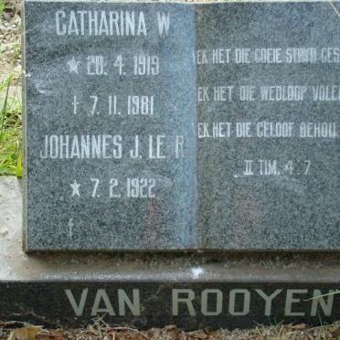 ROOYEN Johannes J. Le R, van 1922-  &amp; Catharina W. 1919-1981