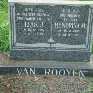 ROOYEN Izak J., van 1905-1978 &amp; Hendrina M. 1930-1986