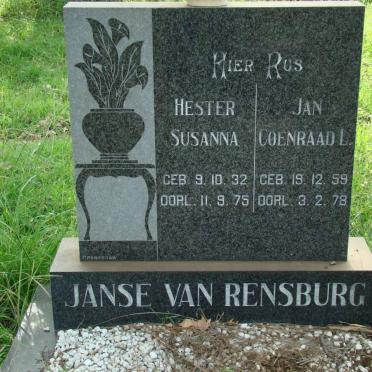RENSBURG Jan Coenraad L., Janse van 1959-1978 &amp; Hester Susanna 1932-1975