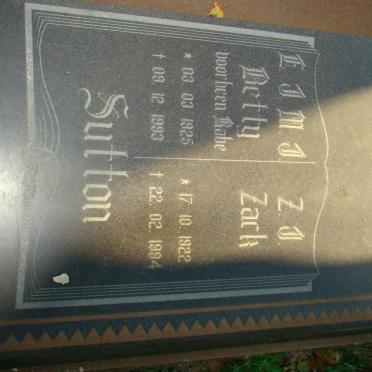 SUTTON Z.J. 1922-1994 &amp; E.J.M.J. RABE 1925-1993