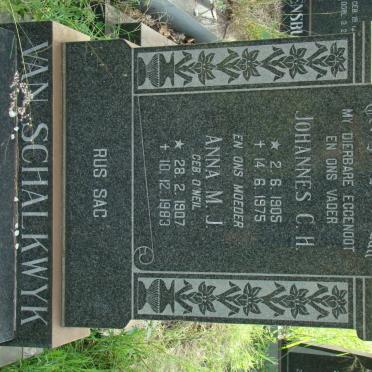 SCHALKWYK Johannes C.H., van 1905-1975 &amp; Anna M.J. O'NEIL 1907-1983