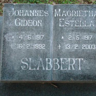 SLABBERT Johannes Gideon 1917-1992 &amp; Magrietha Estella 1917-2003