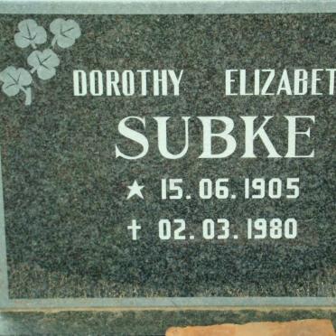 SUBKE Dorothy Elizabeth 1905-1980