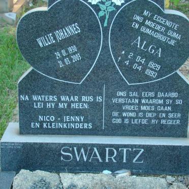SWARTZ Willie Johannes 1930-2003 &amp; Alga 1929-1993