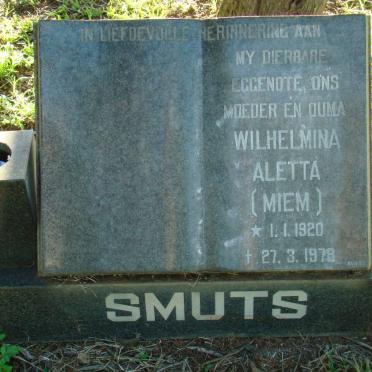 SMUTS Wilhelmina Aletta 1920-1978