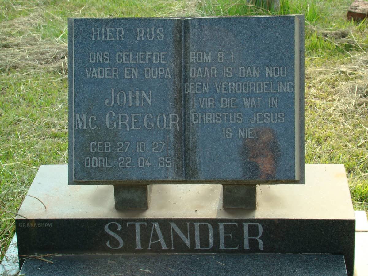 STANDER John McGregor 1927-1985