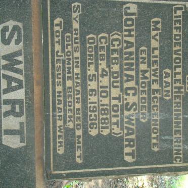 SWART Johanna C. nee DU TOIT 1881-1936