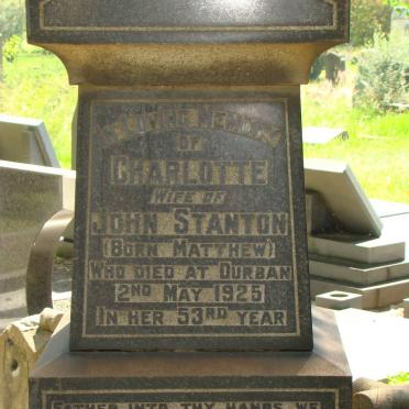 STANTON John -1932 &amp; Charlotte MATTHEW -1925 