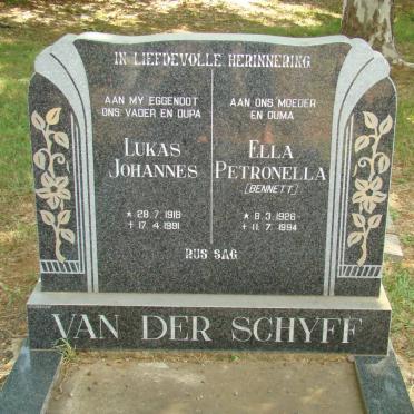 SCHYFF Lukas Johannes, van der 1918-1991 &amp; Ella Petronella BENNETT 1926-1994