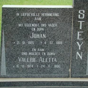 STEYN Johan 1925-1989 &amp; Valerie Aletta 1924-1996