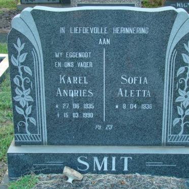 SMIT Karel Andries 1935-1990 &amp; Sofia Aletta 1936-